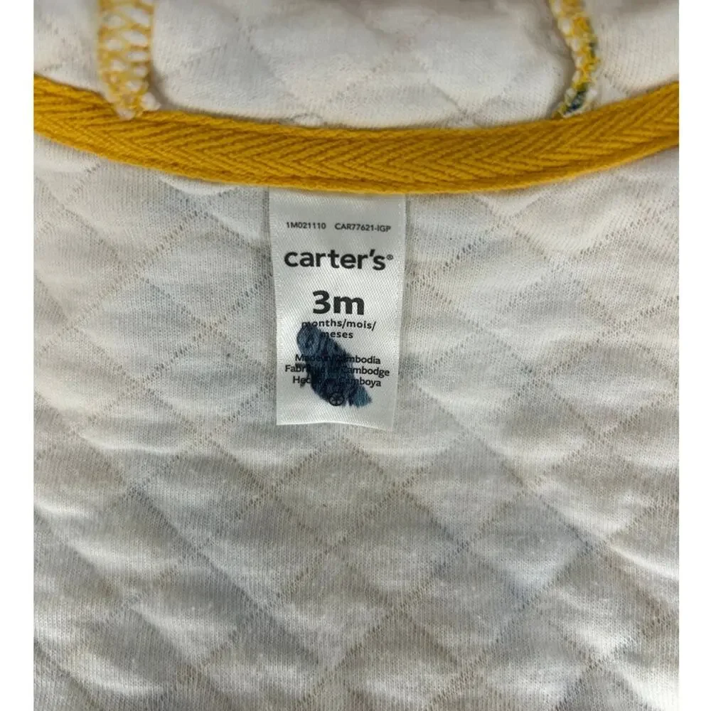 Carter’s Baby Girl 3M Yellow Floral Quilted Hooded Jacket Cotton Blend Coat